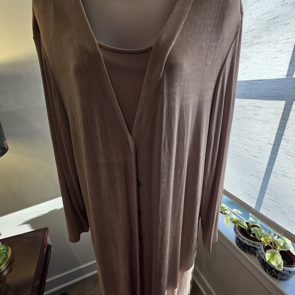 Mauve Midi Cardigan And Sheath Dress Occassion Office Size 22 - Picture 8 of 8